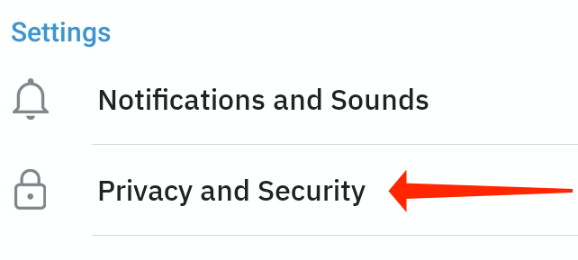 ورود به بخش Privacy and Security ذر تلگرام اندروید