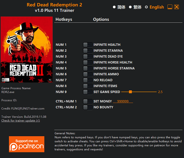بهترین ماد های بازی Red Dead Redemption 2 - ماد Red Dead Redemption 2 Trainer
