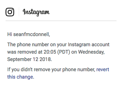 بازگردانی تغییر شماره موبایل در اینستاگرام