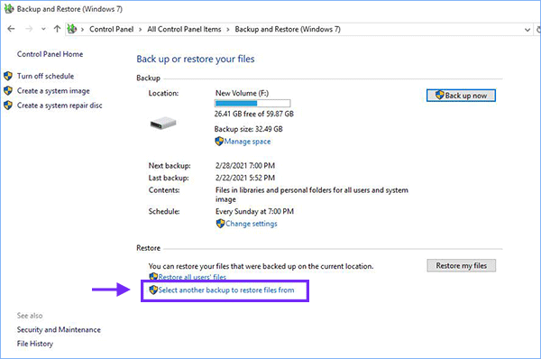 ریکاوری فایل های حذف شده در ویندوز با ابزار backup