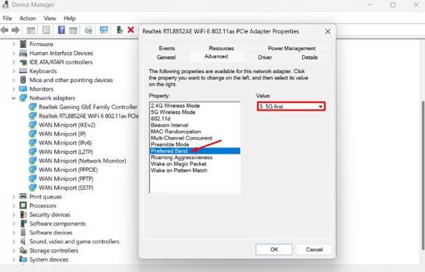 تغییر باندهای وای فای